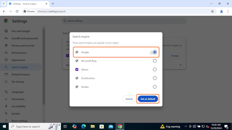 Change Default Search Engine in Chrome (Google, Yahoo, Bing, DuckDuckGo) - Select Default